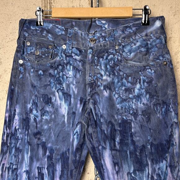 True Religion Ricky Straight Fit Coated Tie Dye BSO Black 32" Y2K Jeans - Picture 3 of 8